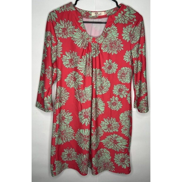 Aryeh Women’s 3/4 Sleeve Floral Tunic Dress Pink/Green Size Medium - Picture 1 of 7